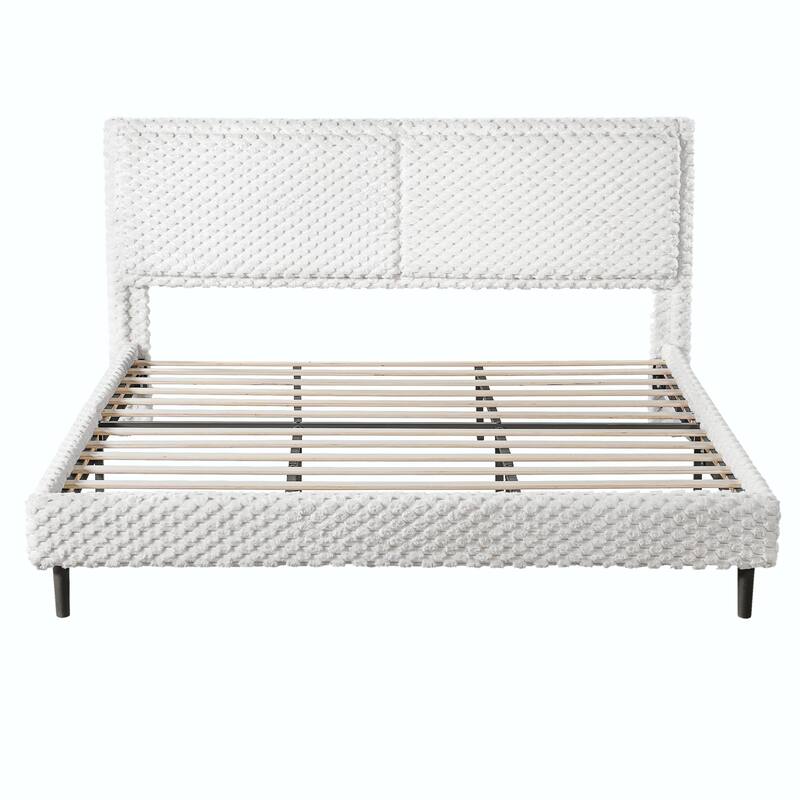 Simple Modern White Plush Soft Bed - Comfortable Backrest for Bedroom