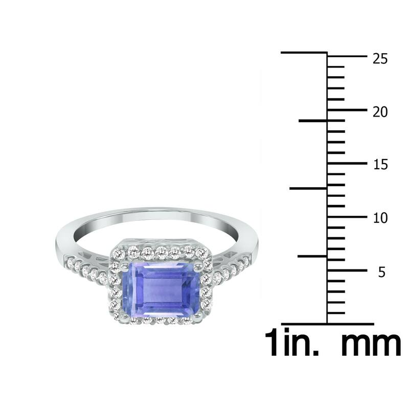 Marquee Jewels 2 1/2 Carat TW Emerald Cut Tanzanite Diamond Ring in 10K White Gold