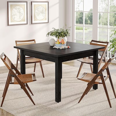 Modern Minimalist Wood 4-Person Square Kitchen/Dining Table with Solid Wood Legs for Home Kitchen/Living/Dining Room