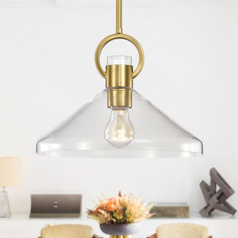 Andros Glass Cone Shade 1-Light Downrod Pendant Light
