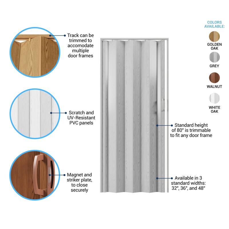 Home Studio PVC Foldable Accordion Door, Space-Saving, Room Divider Door