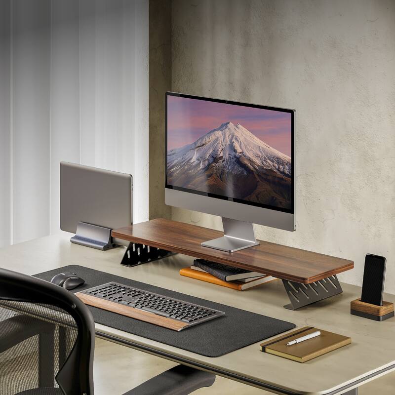 Fenge Dual Monitor Stand Riser, 31.5 inch Long Monitor Stand for Desk - 31.5 x 9.2 x 3.9 inches