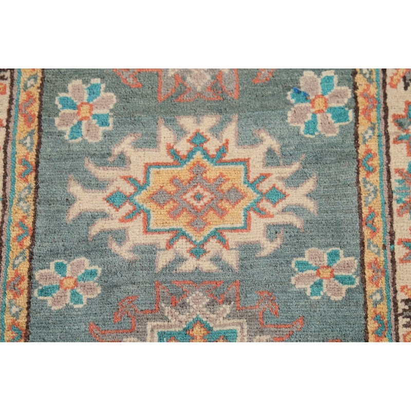 Geometric Kazak Accent Rug Hand-Knotted Wool Carpet - 2'1"x 2'10"