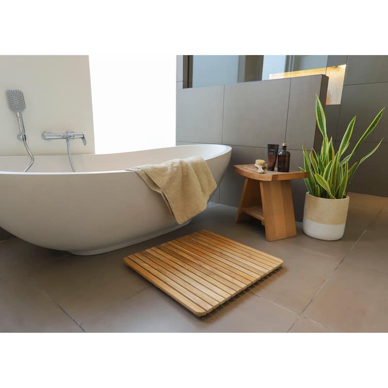 Nordic Style Natural Teak Shower/Bath Mat 24" x 24"