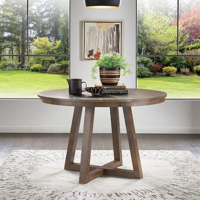 Harstad Wood Finish Fixed Top Round Dining Table by iNSPIRE Q Modern