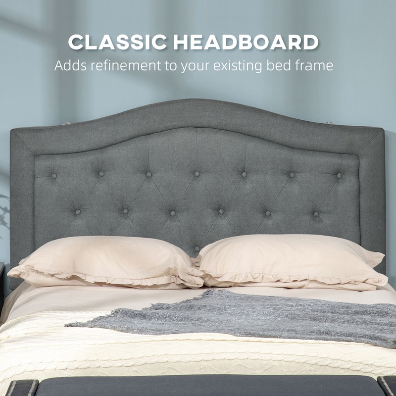 HOMCOM Upholstered Headboard, Button Tufted Bedhead Board, Home Bedroom Decoration for Full-Sized Beds
