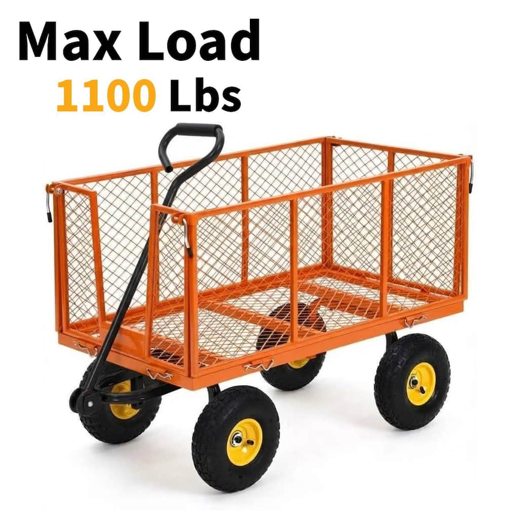 1100 Lbs Capacity Garden Wagon Carts on Wheels for Outdoor, Farm, Yard, Beach