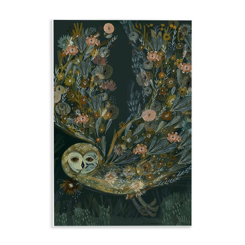 Stupell Floral Folk Barn Owl Wall Plaque Art Design By Kay Widdowson - 13 x 19