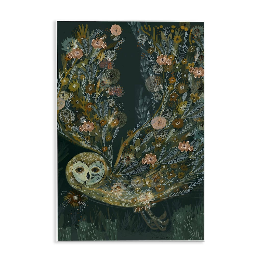 Stupell Floral Folk Barn Owl Wall Plaque Art Design By Kay Widdowson