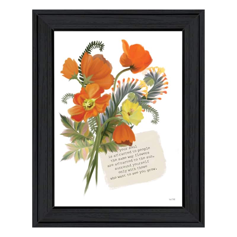 TrendyDecor4U Contemporary "See You Grow" Framed Print Wall Art - Charcoal