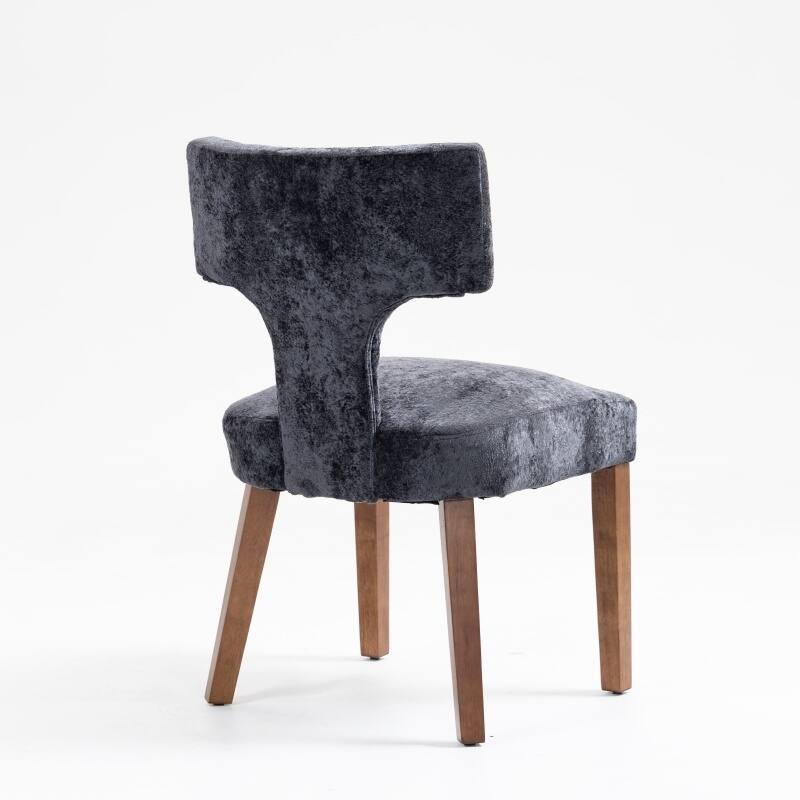 Linen Upholstered Dining Chairs Set of 2, Ergonomic Armless Side Chairs, Kitchen Chairs with Curved Back & Hardwood Frame