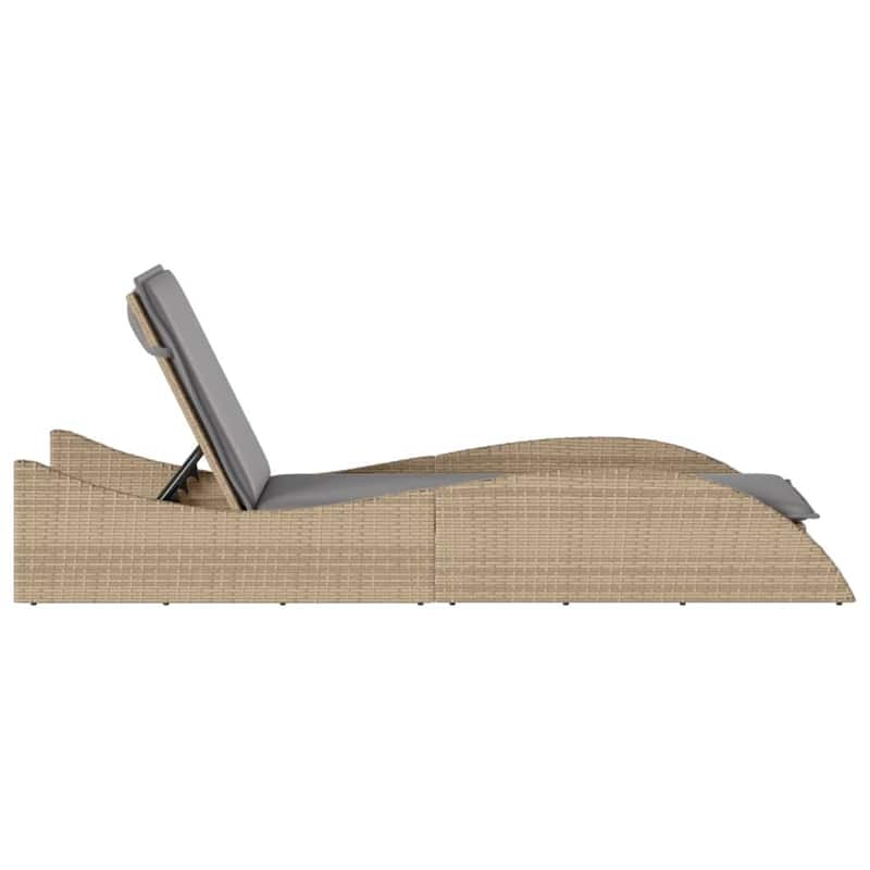 vidaXL Patio Sun Lounger Beige PE Rattan, Powder-Coated Steel Extra Long - 23.6" x 80.7" x 28.7"/ 1