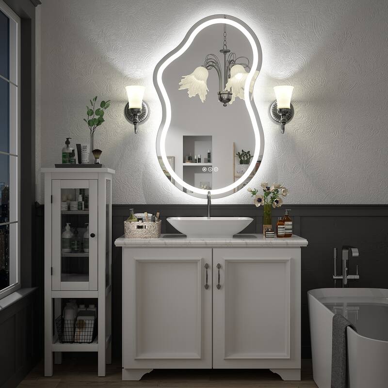 UL Certified Irregular LED Anti-fog Cloud-shaped Wall Bathroom Vanity Mirror
