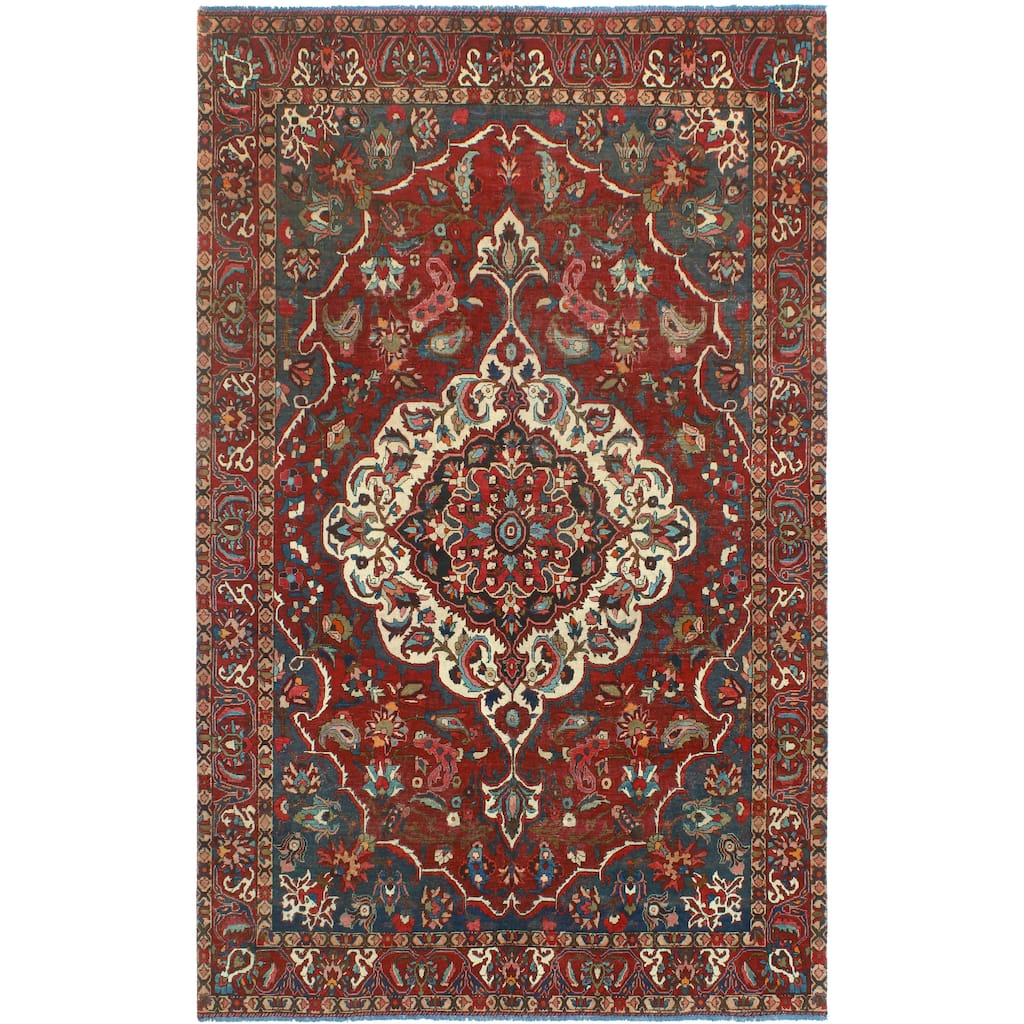 Vintage Distressed Peirce Burgundy/Ivory Rug - 6'6" x 10'2"