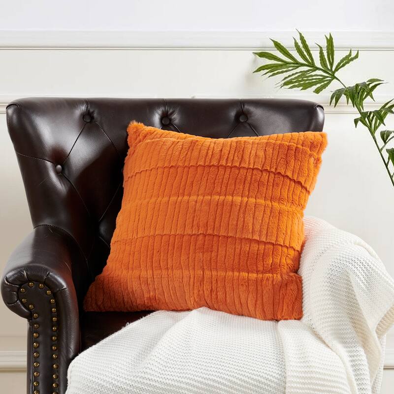 1 Pc Sculpted Stripe FauxFur Pillow Shell Decorative Cushion Cover
