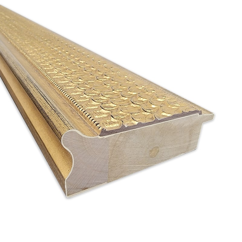 Trellis Non-Beveled Wood Framed Full-Length On the Door Mirror - Trellis Gold - Glass Size 14x48
