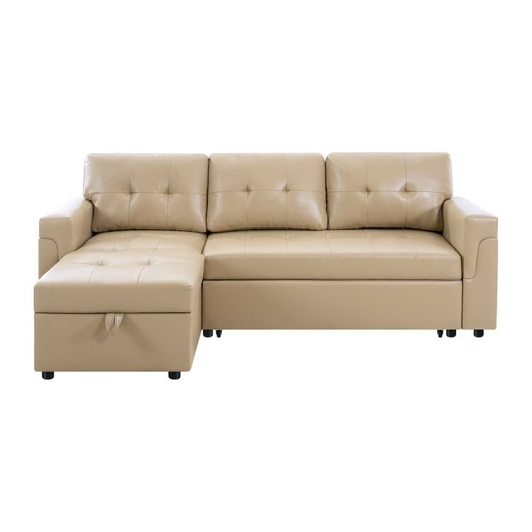 Reversible L-Shape Sleeper Sectional Sofa with Storage, Modern Convertible Sofa Bed for Living Room