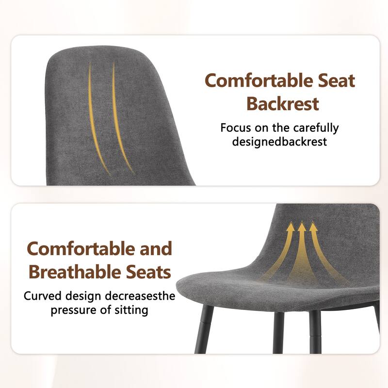 5-Piece Modern Dining Set, 64.5x35.4 Inch Textured Table & 4 High-Resilience Fabric Chairs with Metal Legs