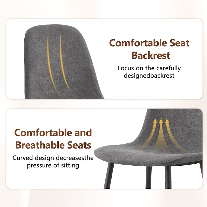 7-Piece Modern Dining Table Set, 64.5x35.4 Inch Textured Wood Table & 6 High-Resilience Fabric Chairs with Metal Legs