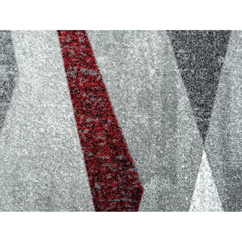 Abani Laguna LAG100D Multi Triangle Faded Red Grey Area Rug