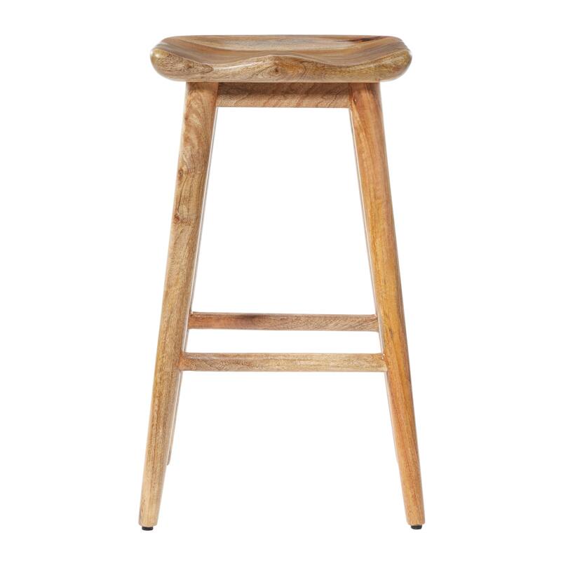 Brown Wood Bar Stool with Footrest