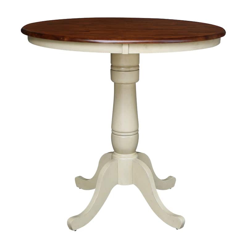 International Concepts 36" Round Pedestal Table with 2 X-back Counter Height Stools - Set of 3