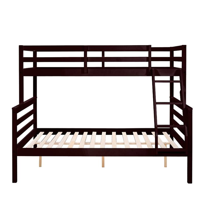 Twin Over Full Bunk Bed,Solid Wood Frame,High Guardrail,Safe for Kids
