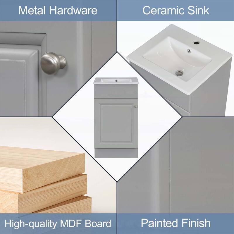 Freestanding Vanity Set with Door Shelf and Adjustable Shelf