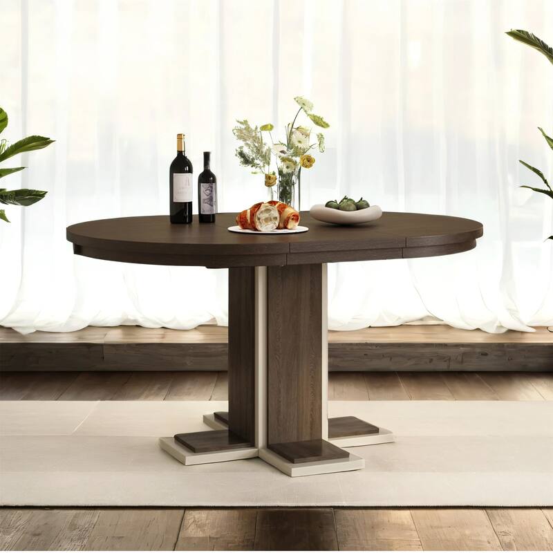 42-58 inch Extendable Oval Table with 16" Leaf, Seats for 6, 2 Colours