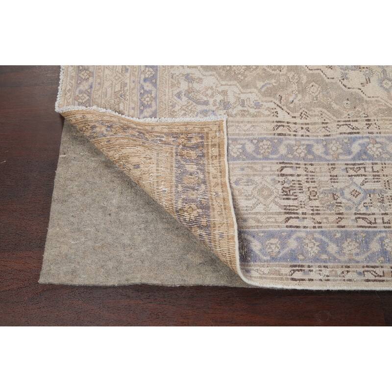 Vintage Distressed Geometric Hamedan Persian Area Rug Wool Handmade - 6'11" x 9'11"