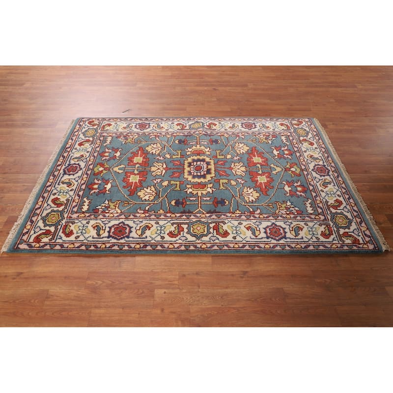 Oushak Oriental Foyer Rug Handmade Wool Carpet - 4'0"x 5'11"
