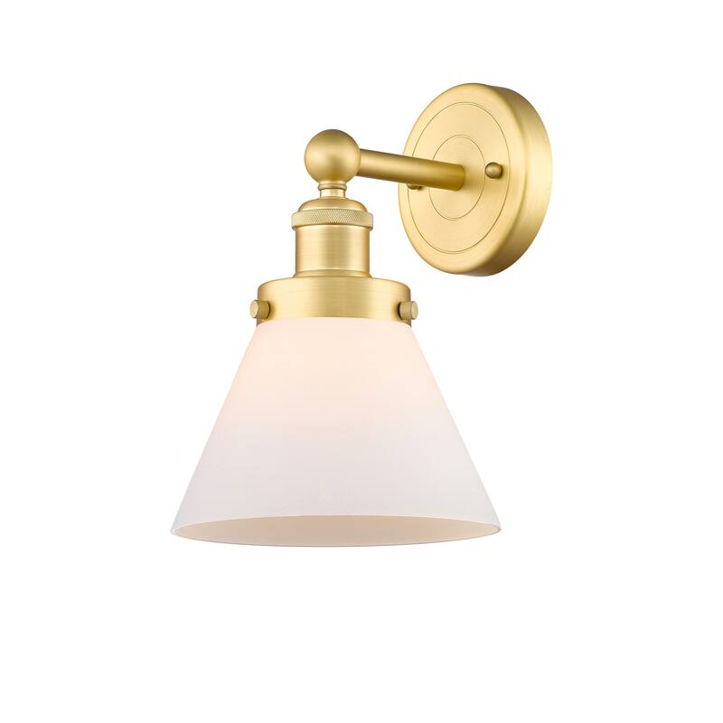 Innovations Lighting 616-1W-12-8 Cone Sconce Cone 12" Tall Wall Sconce - Satin Gold / Matte White
