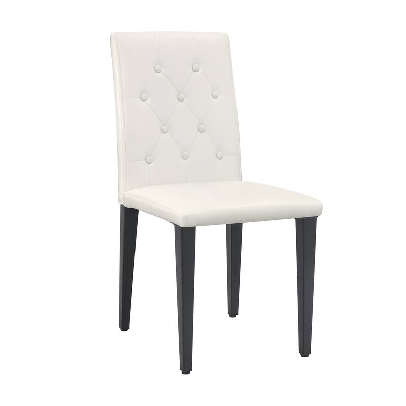 Faux Leather Dining Chairs with Button Tufted Backrest, Set of 2