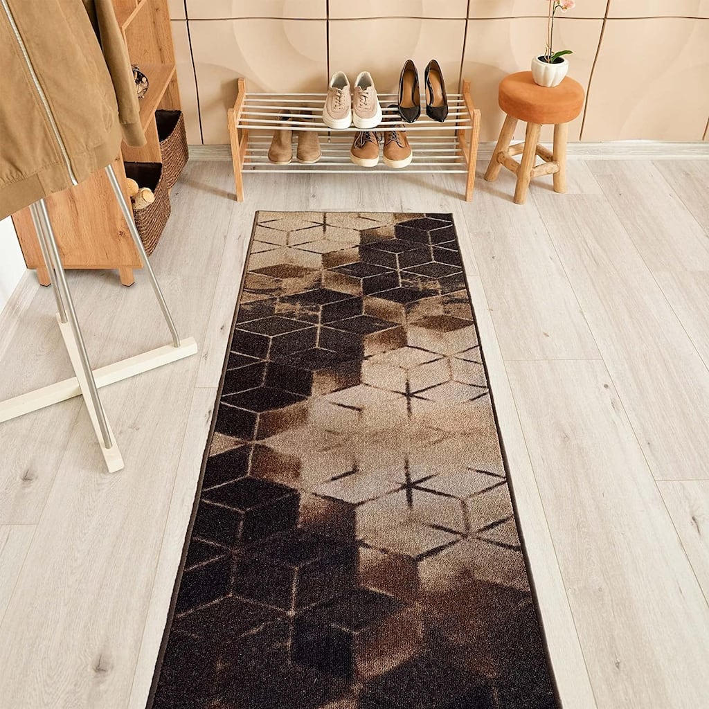 Custom Size Cubes Abstract 26 Inch Wide Non-Slip Stair Runner Rug