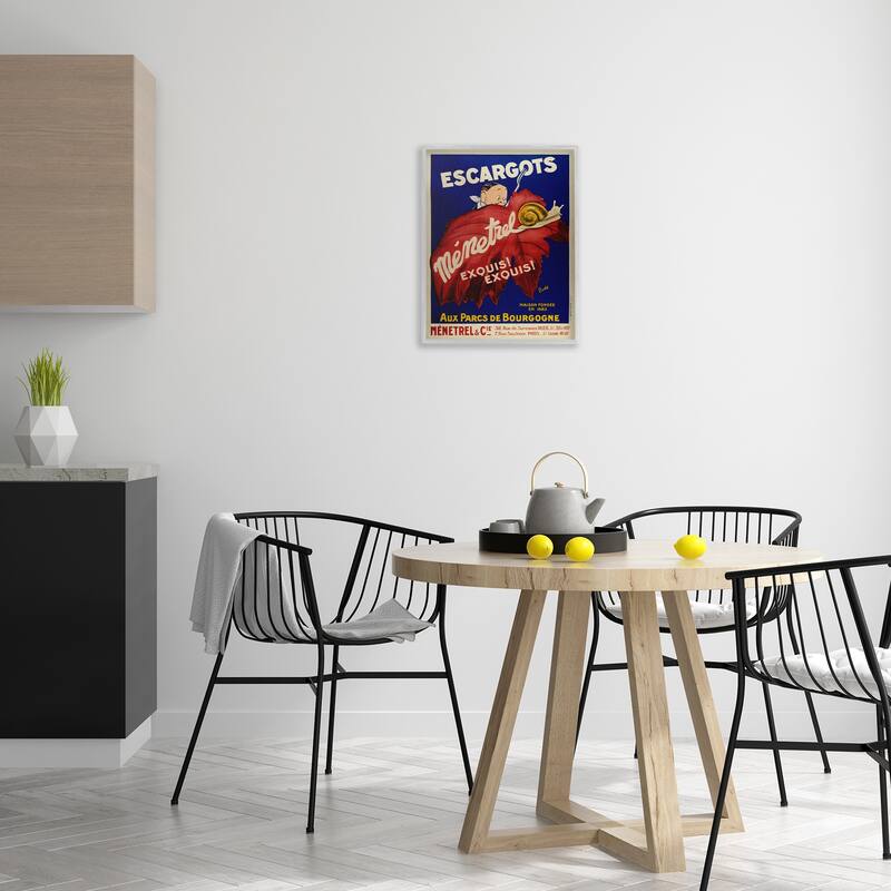 Stupell Vintage Escargots Advertisement Framed Giclee Art Design By Marcus Jules