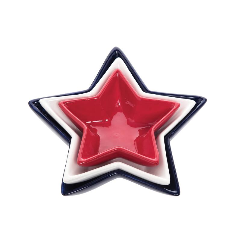 Patriotic July Fourth Star Shaped Dish Set of 3 - Set of 3