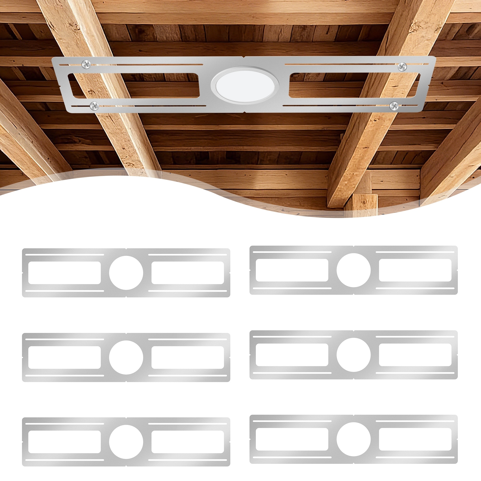6-Pack 4inch LED Recessed Lighting Mounting Plates Flat Steel Rough In Brackets for New Construction Shallow Housing Kits