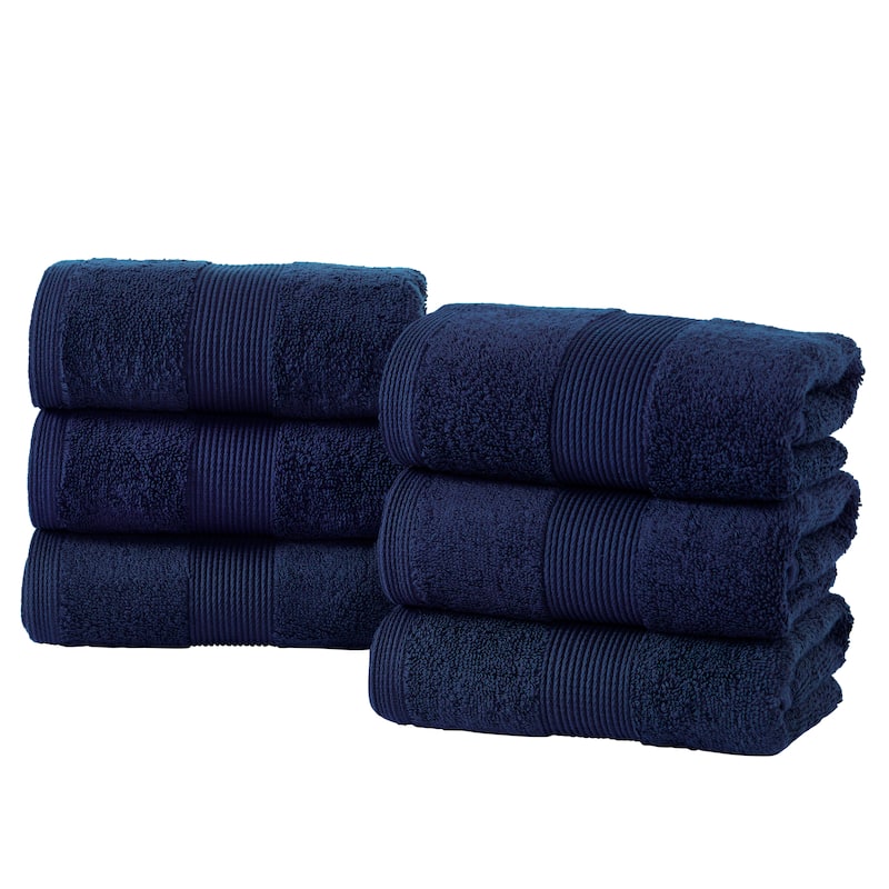 Fabstyles Luxury Hand Towels 16 x 28 Inches Set of 6 - 16x28 - Navy