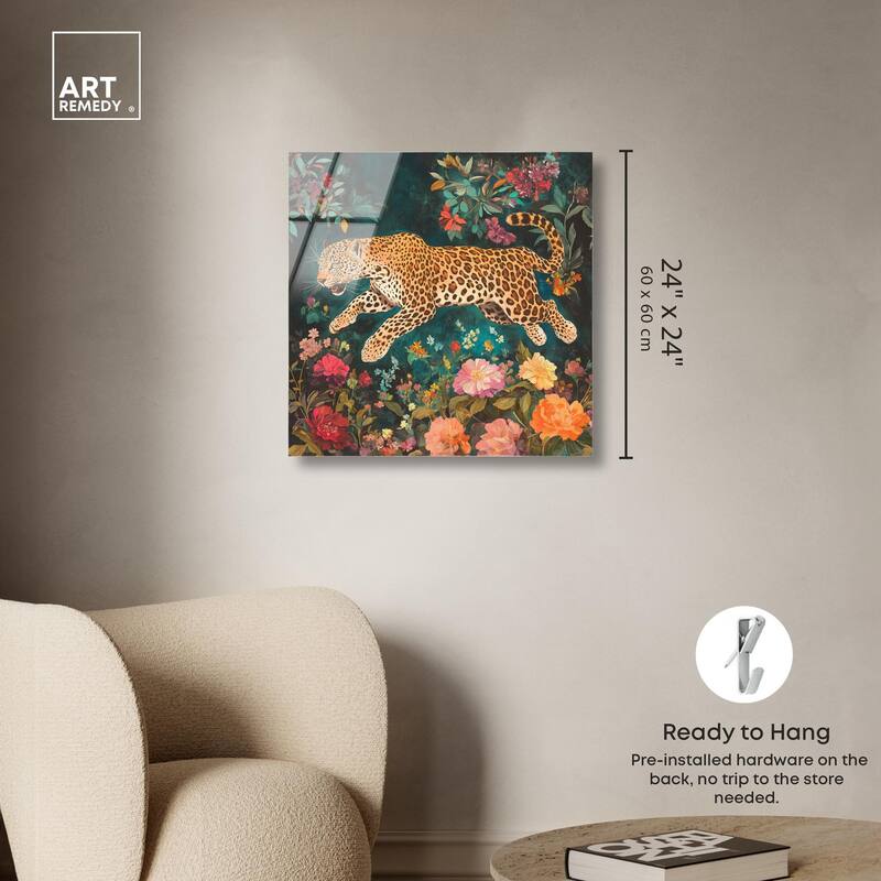 Tigers and Blooms Acrylic by Art Remedy, Ready to Hang