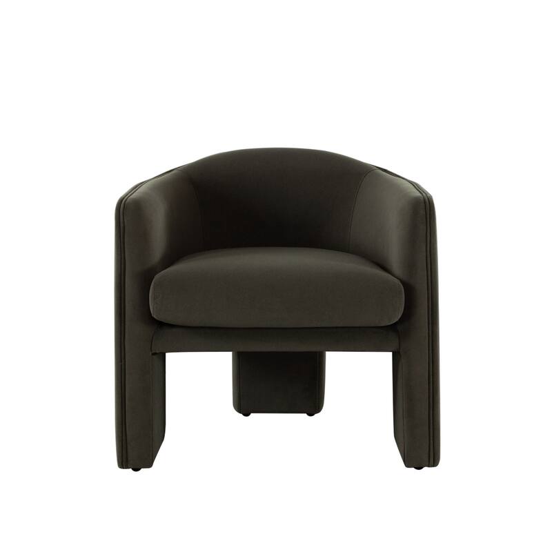 Lery Accent Chair, Green Winter Moss Performance Velvet, Curved Design