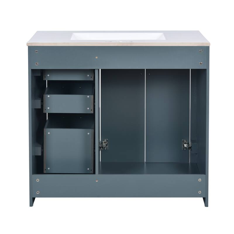 GDFStudio 36'' Bathroom Vanity with Ceramic Sink,Freestanding Vanity Set with 3 Drawers& Soft Closing Doors