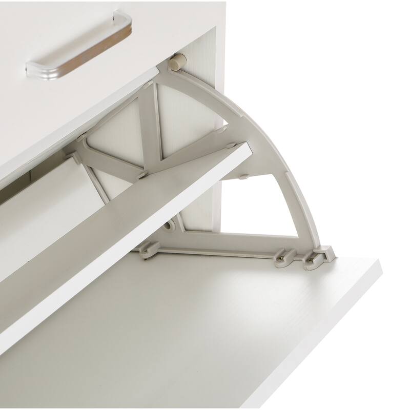 Modern Wood Shoe Storage Cabinet - 2 Flip Drawers and Drawer