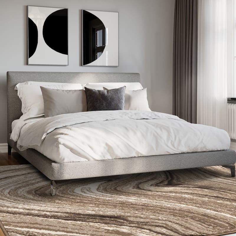 Forte Brown Cream Soothing Waves Area Rug, 5'3" x 7'5"