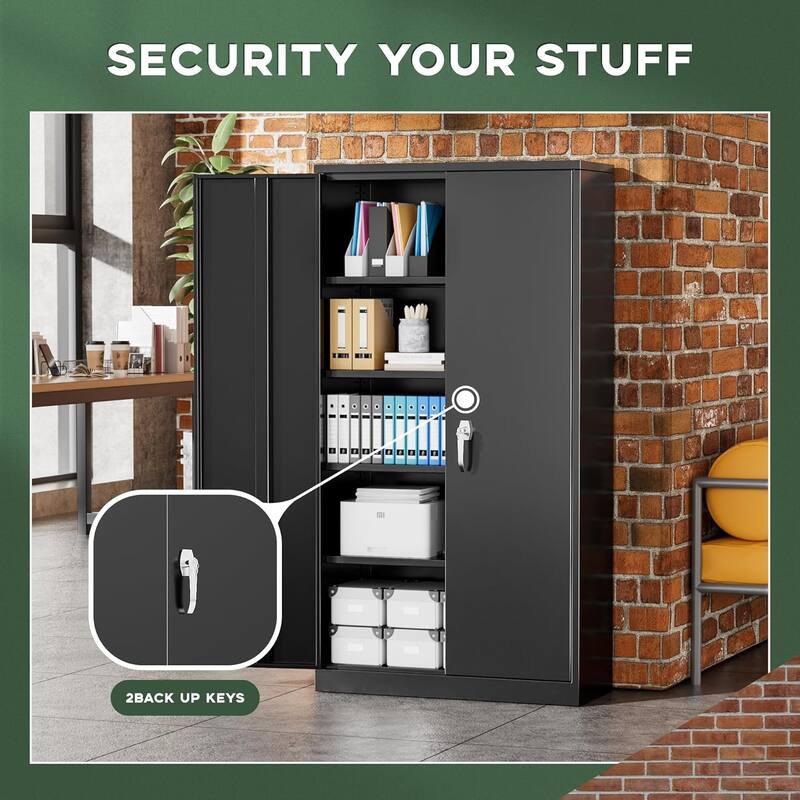71'' H Metal Garage Storage Cabinet with Locking Doors and Adjustable Shelves