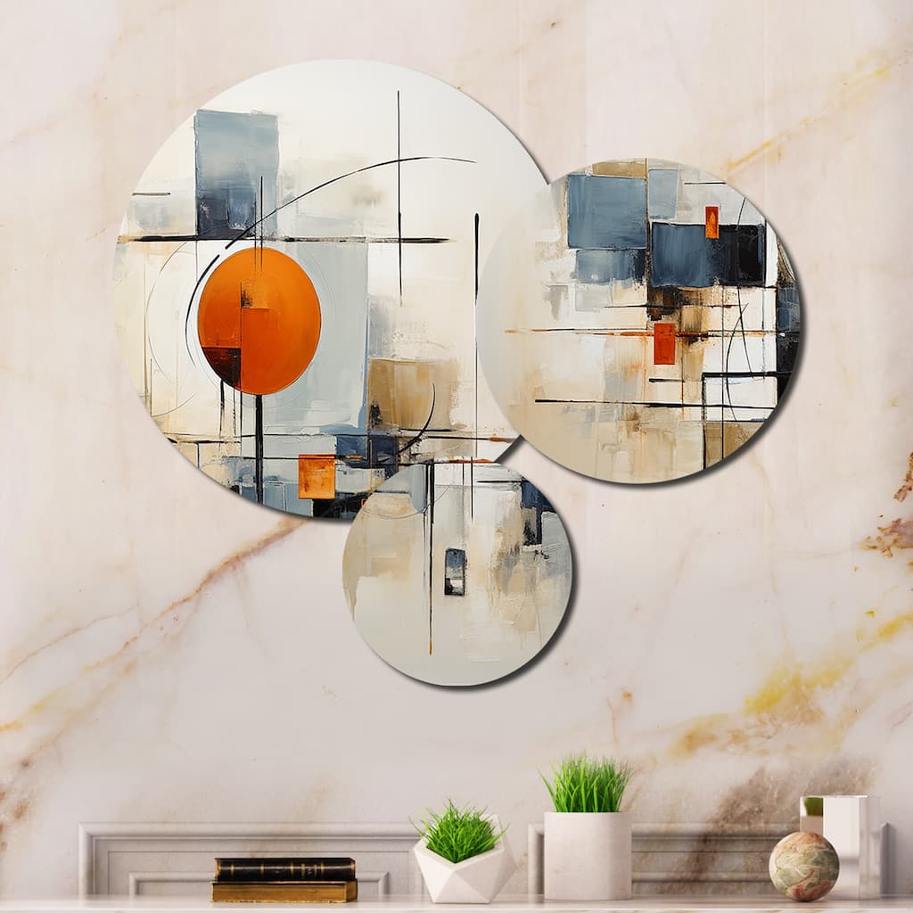 Designart "Colorful Mid Century Abstract Elegance I" Mid-century Metal Wall Decor Set