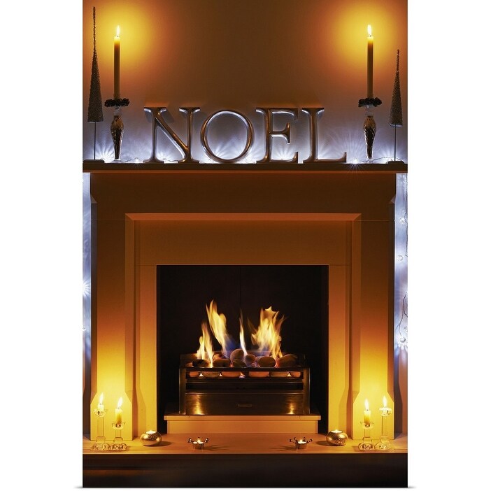 Shop Christmas Fireplace Poster Print Overstock 16483825