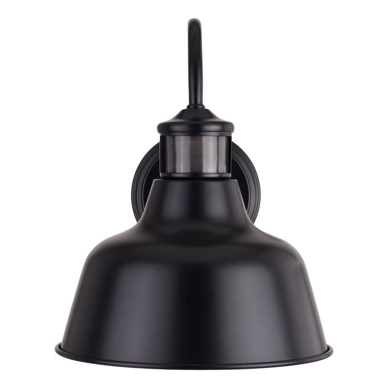 Cody Dark Bronze Motion Sensor Dusk to Dawn Outdoor Wall Light Farmhouse Metal Shade - 9.25-in W x 11.25-in H x 10.5-in D