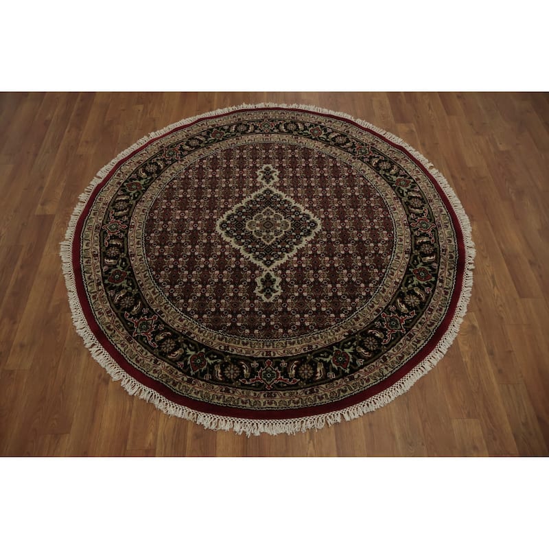 Hand Knotted Oriental 100% Wool Carpet Traditional Floral Red Tabriz-Mahi Area Rug - 4' 9'' X 4' 10''