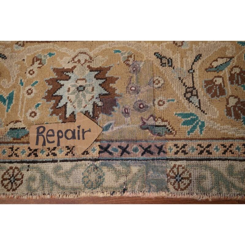 Pink Tabriz Vintage Persian Area Rug Handmade Wool Carpet - 9'9" x 13'0"