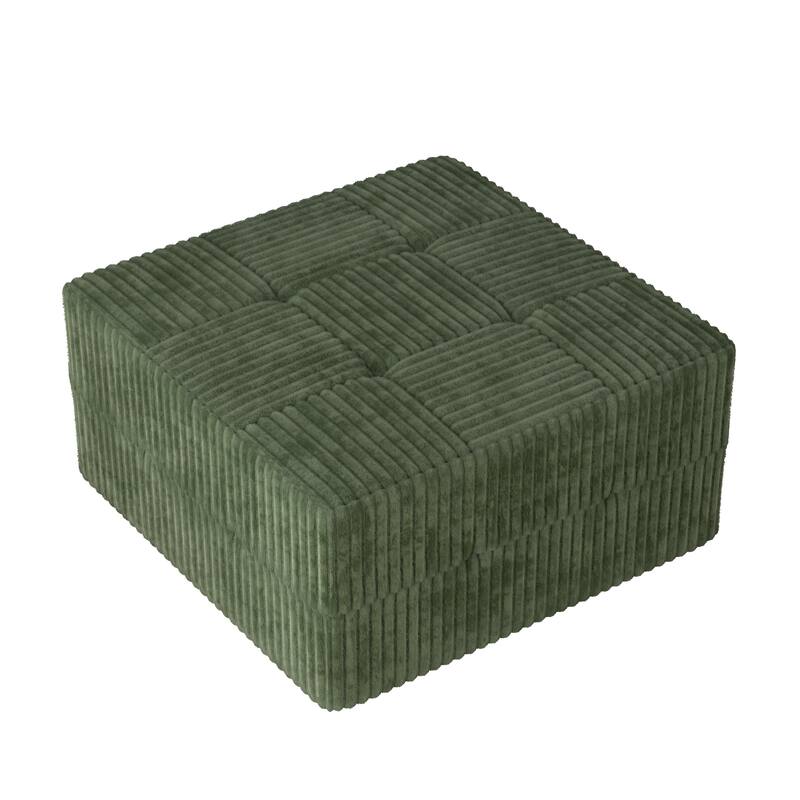 Minimalist Corduroy Upholstered Sectional Sofa with Chaise, Modular Compressed Sleeper Couch with Ottoman for Living Room